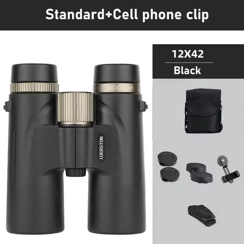 12x42 Binoculars Professional HD Long Range Multi Coated BAK4 Prism For Birdwatching Hunting Outdoor Camping