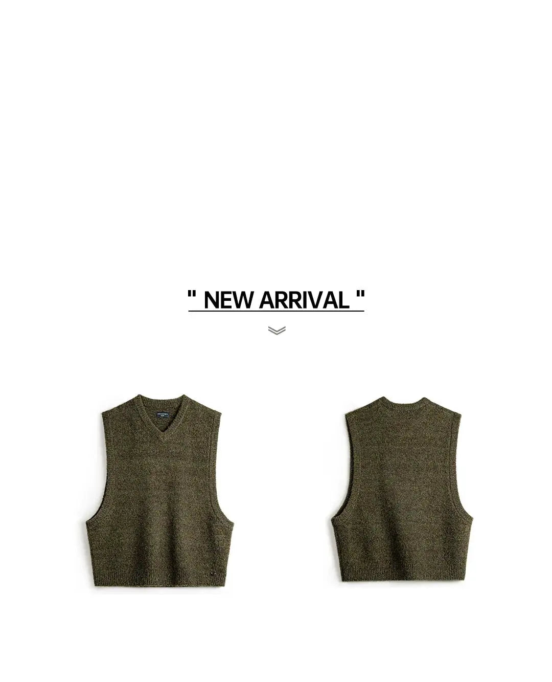 Maden retro wool-blend knitted v-neck vest for men, brown sleeveless waistcoat; front and back views (2)