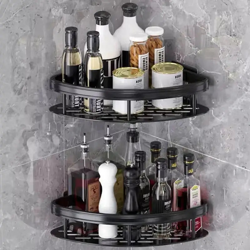 HomeZen No Drill Corner Shelf Bathroom Storage Rack Wall Mount Shower Organizer Aluminum Construction