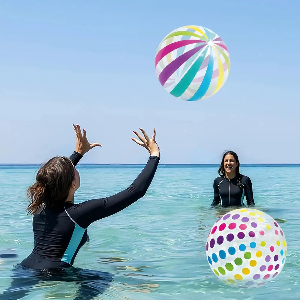 Transparent Colorful Stripe Inflatable Beach Ball PVC Pool Toy For Parties Hawaiian Summer Decor Water Toys