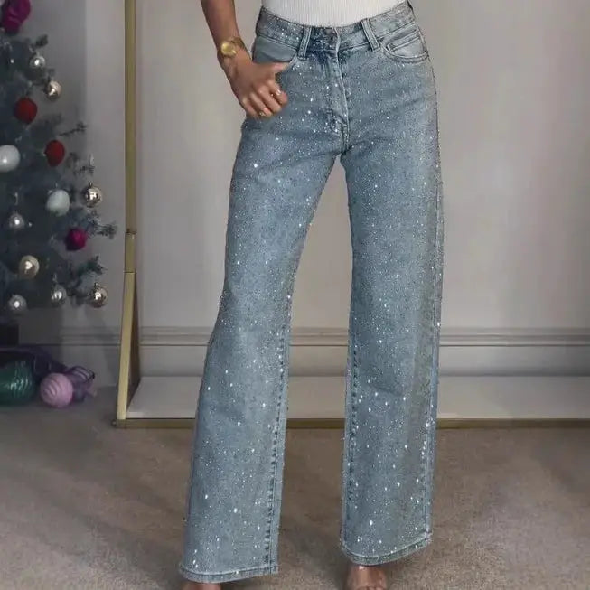 Straight Jeans For Women High Waist Stretch Vintage Denim Pants