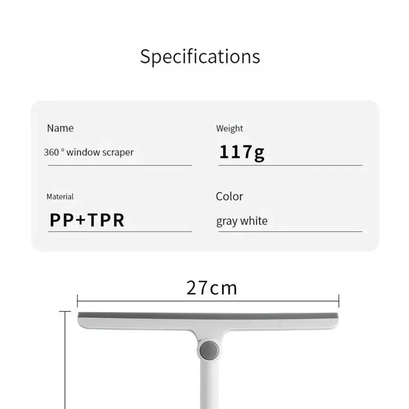 Simples Market 360° rotatable shower squeegee with silicone holder, gray white, 27 cm, PP+TPR