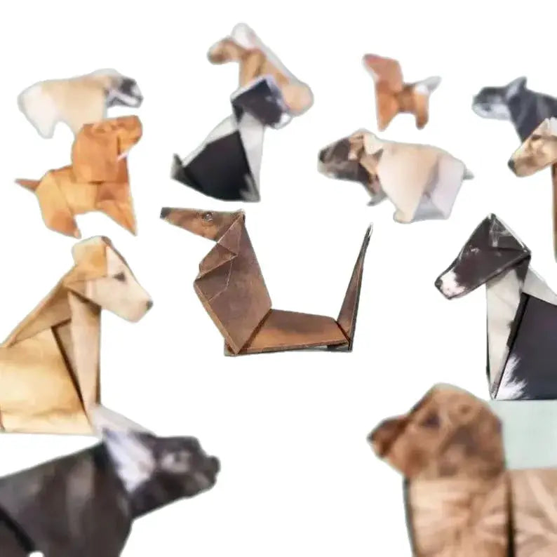 DIY Origami Paper Animals Kit 50 Pieces Cats Dogs Dinosaurs Fold Your Own 3D Desk Decor Toy For Kids And Adults