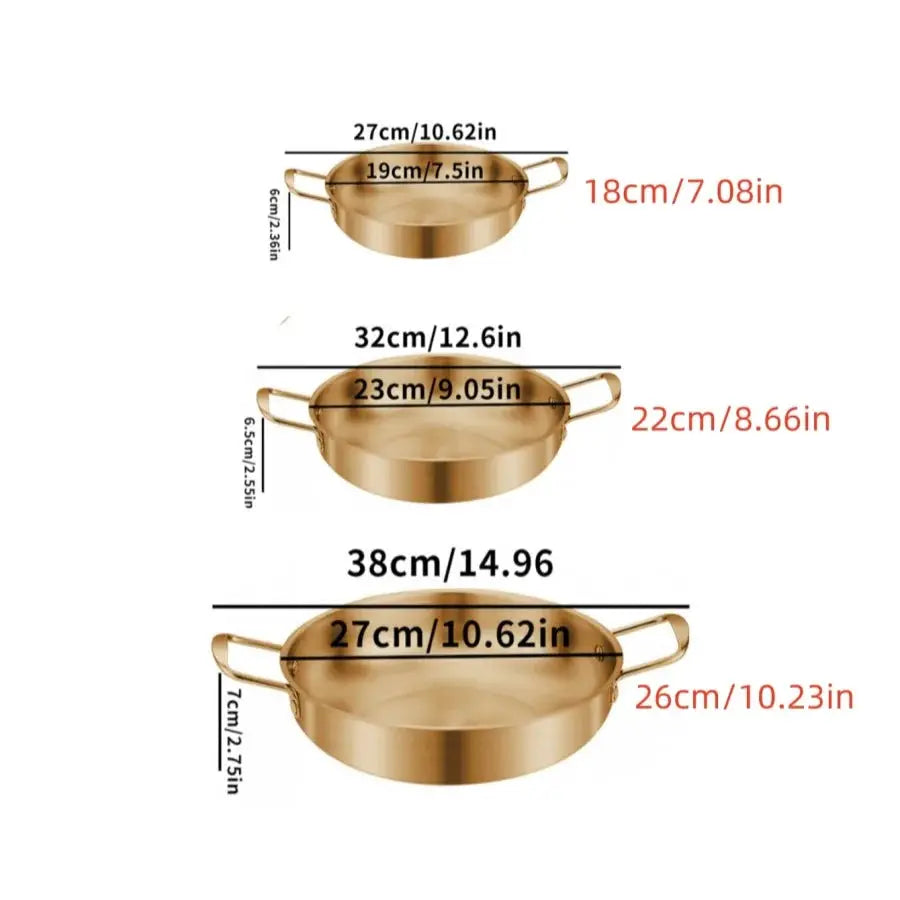 StellarChef Stainless Steel Saucepan and Dry Pot Set With Handle for Paella Seafood Rice and More