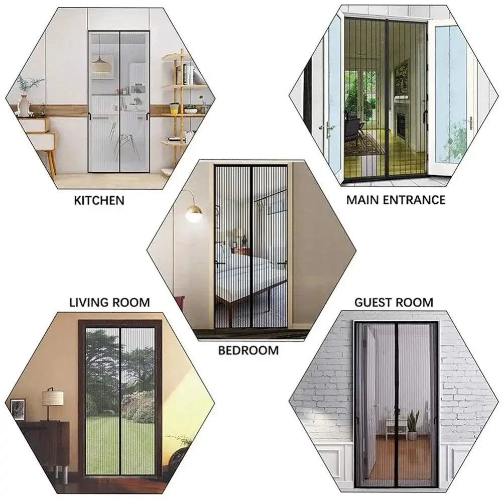 Automatic Magnetic Screen Door Curtain Mosquito Net For Window And Door Breathable Polyester Fiber Fly Screen With Ventilation