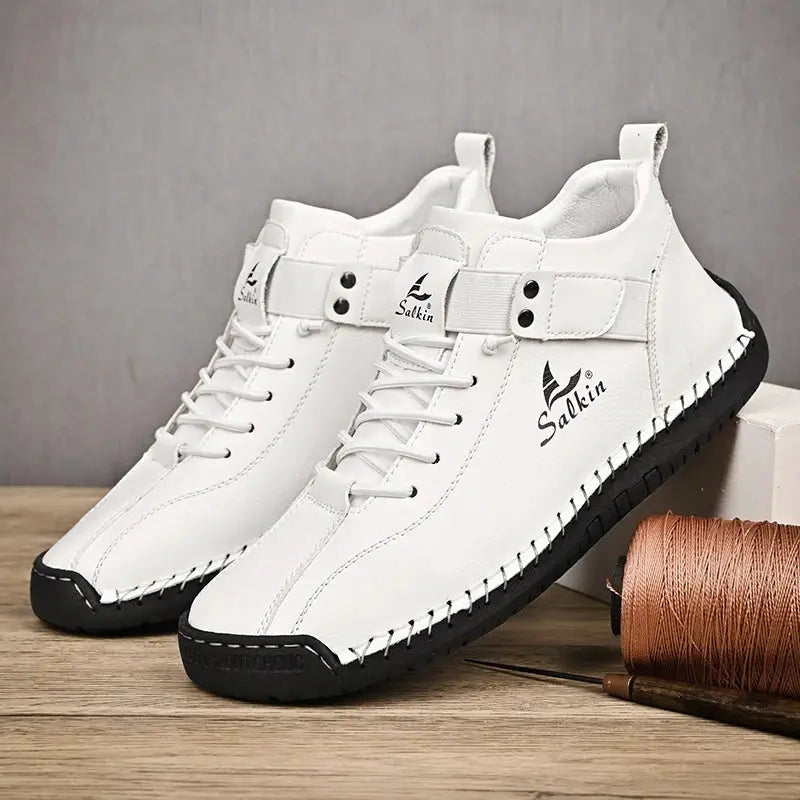 New 2025 Handmade Leather Casual Shoes For Men Breathable Sneakers Ankle Boots Outdoor