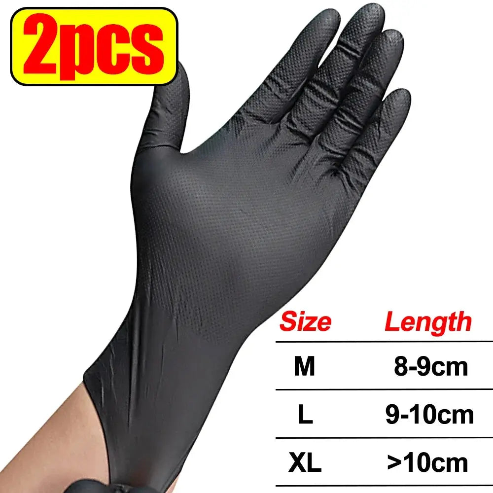 Simples Market heavy-duty nitrile gloves, 2pcs pack, black with textured grip, 8 mil extra thick