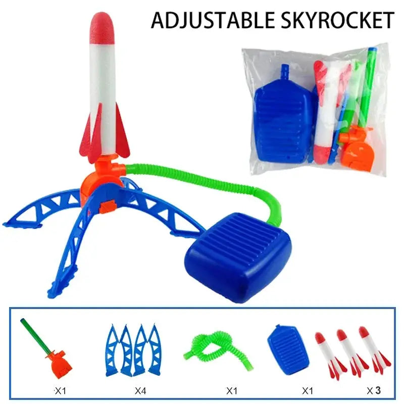 Kids Outdoor Rocket Foot Pump Launcher Toy Air Powered Rocket Launch Game And Gifts