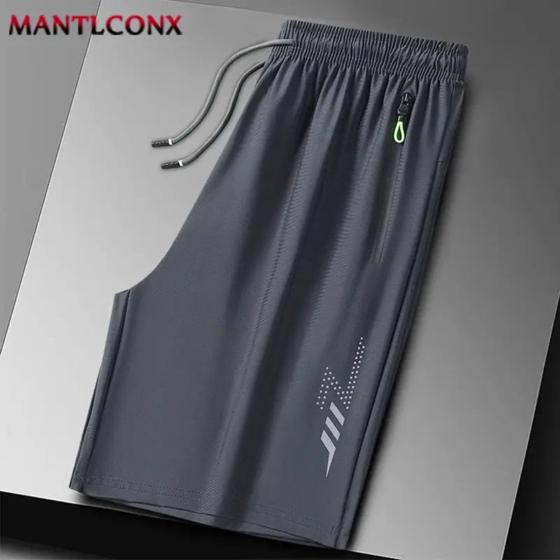Men's black sports shorts with elastic waist, zip pocket, breathable quick-dry fabric by Simples Market
