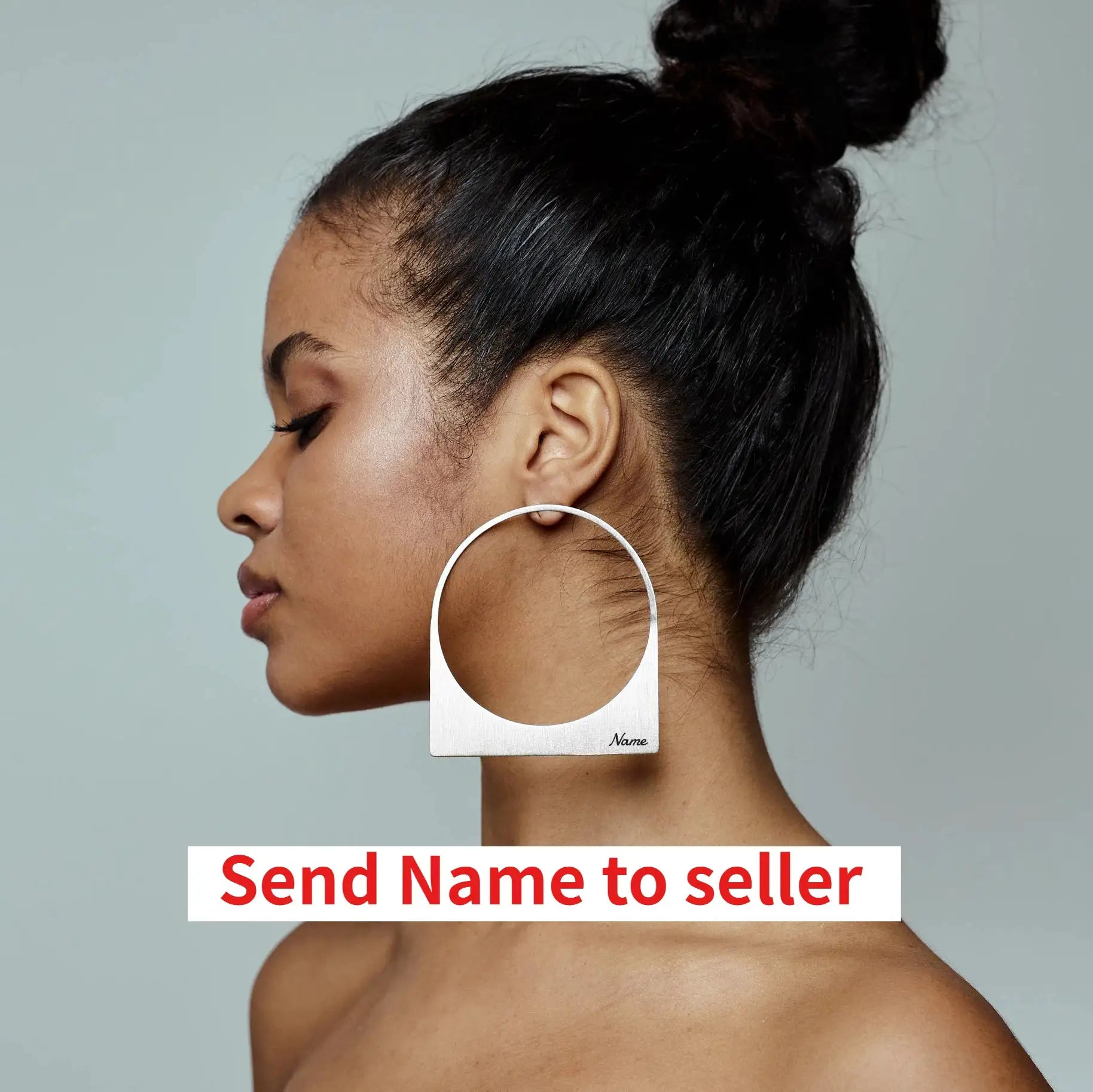 Simples Market African large hoop earring with custom name pendant in 18K gold-plated stainless steel