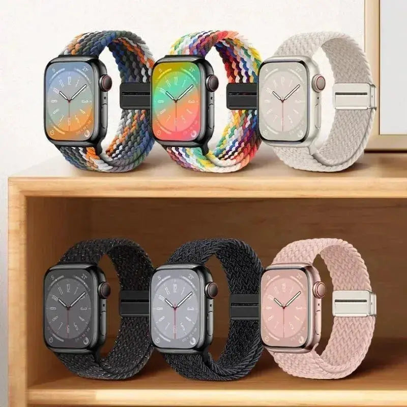 Nylon Braided Band Strap Compatible For Apple Watch S10 46mm 44mm 40mm 45mm 49mm 41mm 38mm iWatch series se 10 7 3 5 6 8 9 Ultra