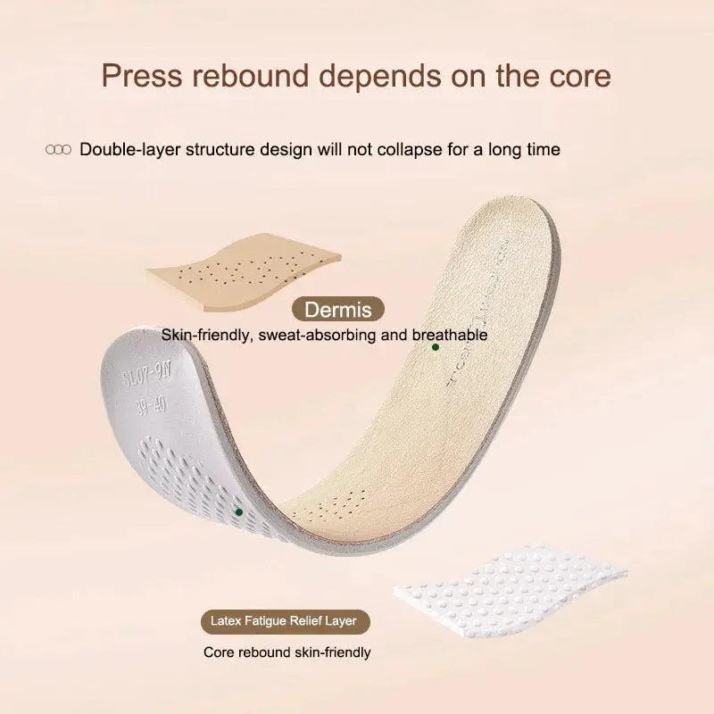 Leather Latex Sports Insoles For Shoes With Arch Support Cowhide Cushion Pads Shock Absorbing Plantar Fasciitis Inserts