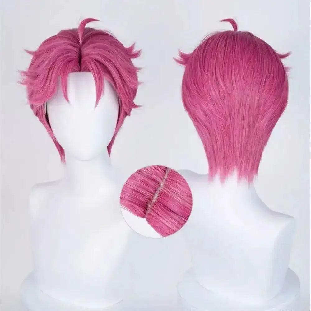 Saja Boys Jinu Baby Abby cosplay wig in bright pink, heat-resistant synthetic hair by Simples Market