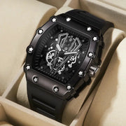Large Dial Square Luminous Quartz Watch For Men Waterproof Sport Timepiece With Durable Alloy Case Rubber Strap