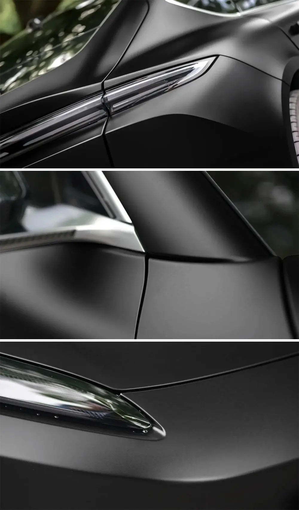 PVC car vinyl wrap with a matte black satin finish, waterproof film sheet for cars, trucks and motorcycles