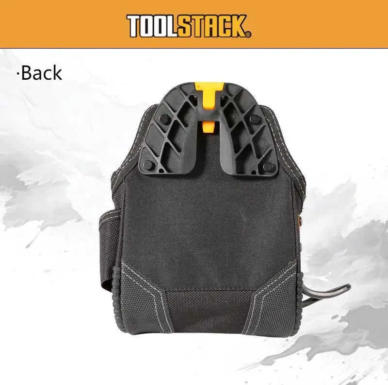 TOOLSTACK black mini utility toolkit bag in durable Oxford fabric with quick-hook hammer pocket