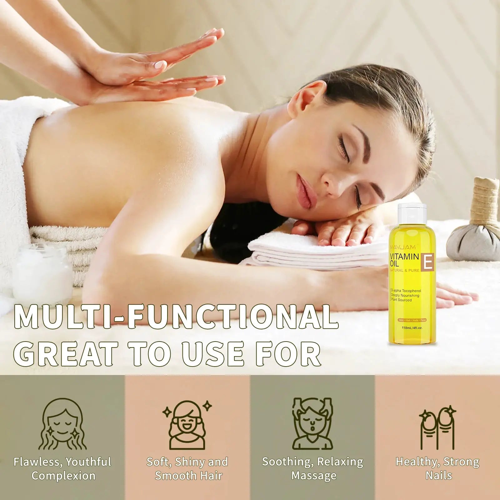 MAYJAM Natural And Pure Vitamin E Oil For Skin And Hair Moisturizing Brightening And Nourishing 118ml 236ml