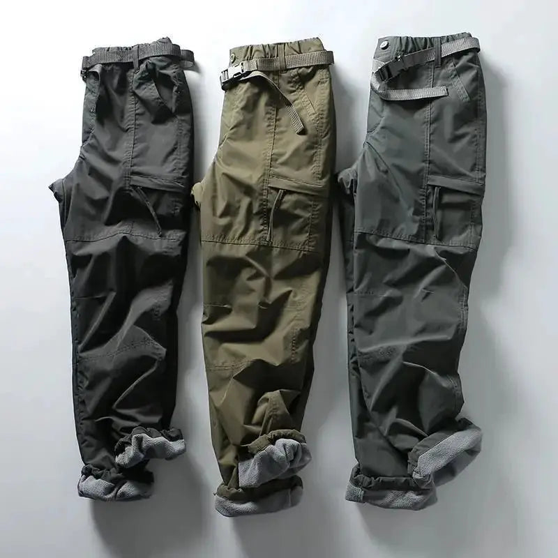 Tooling Pants waterproof fleece cargo pants; multi-pocket, loose straight fit in black, olive, gray (3pc) Simples Market.