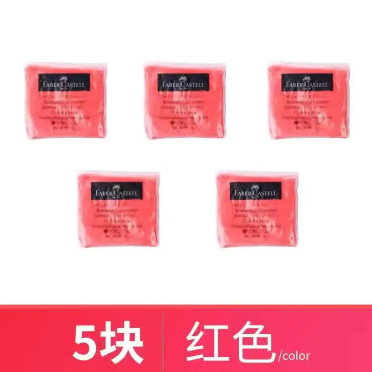 Faber-Castell Plasticity kneaded erasers, five red erasers with black label