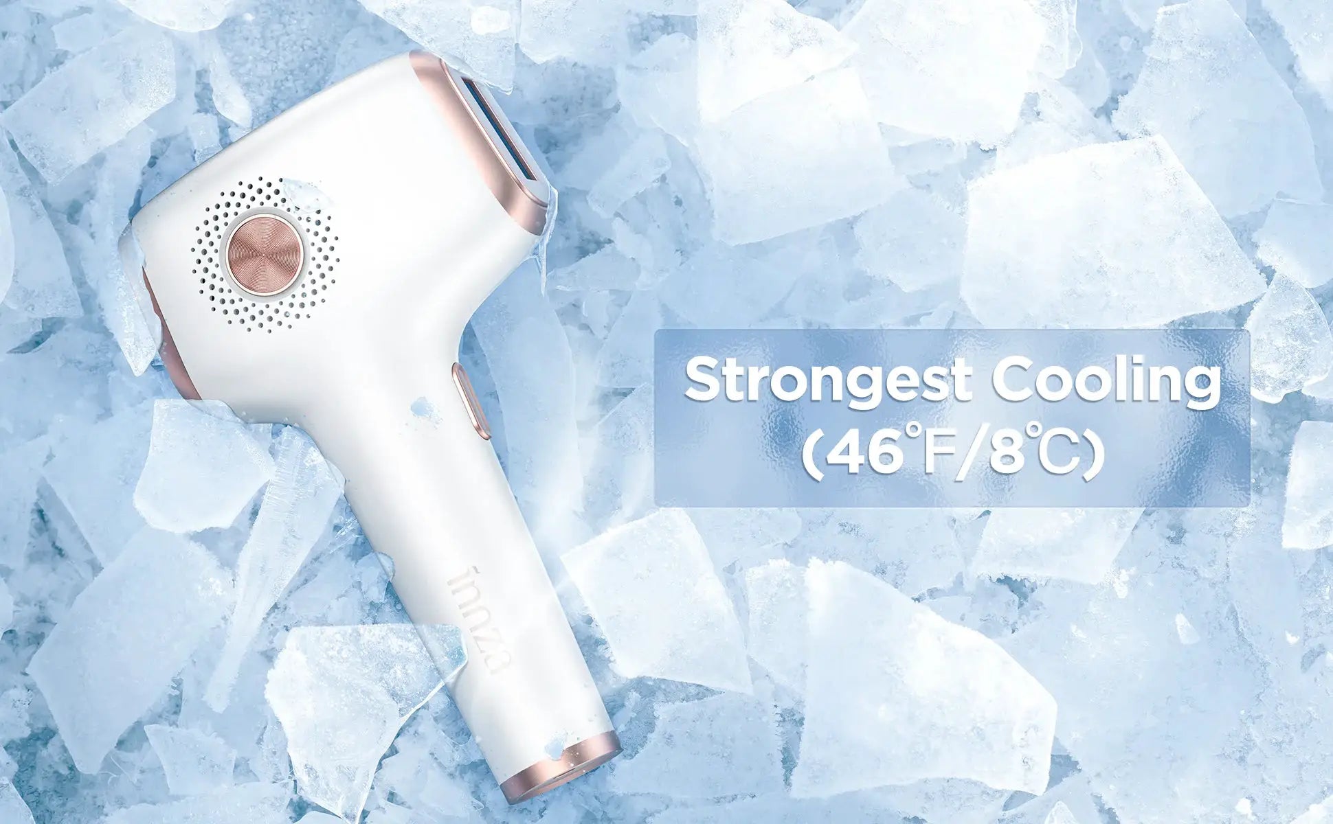 INNZA IPL hair removal device with ice-cooling care, white with rose-gold accents by Simples Market