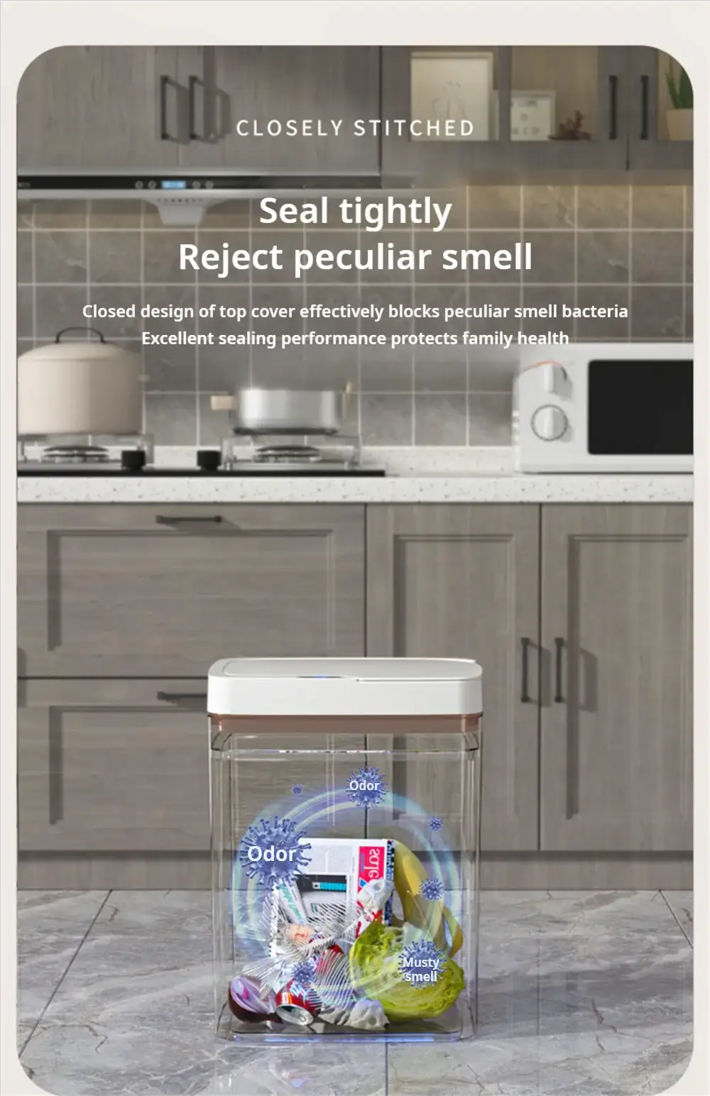 Smart bathroom trash can by Simples Market, white touchless 15L sensor bin