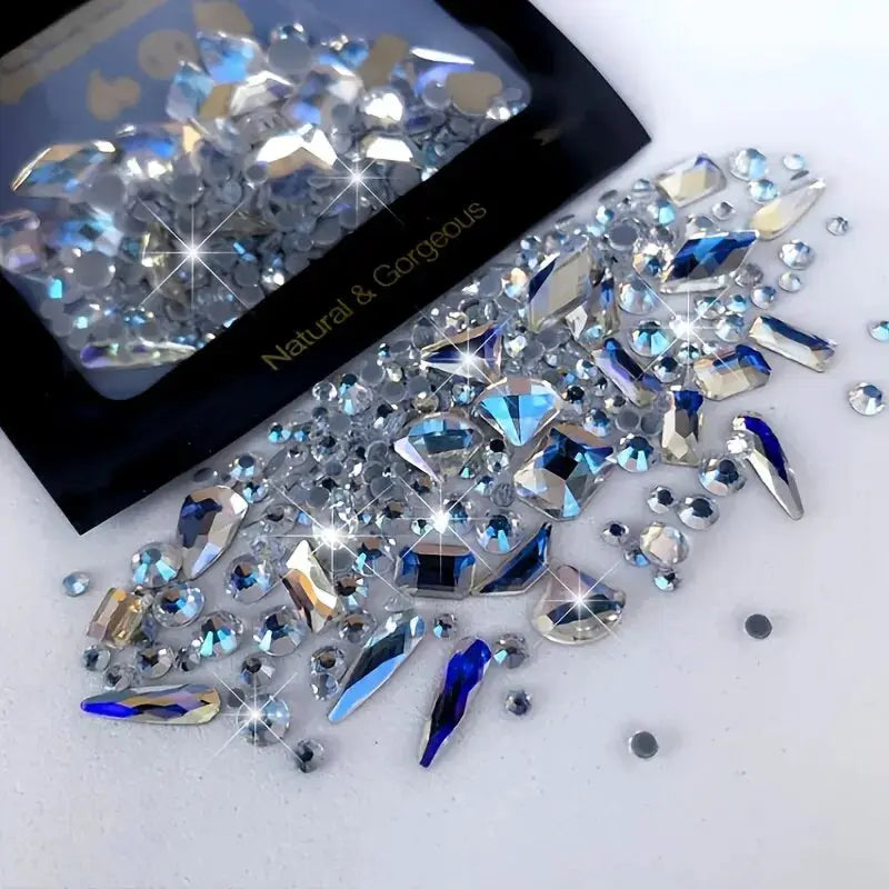 150 Round Flatback Glass Rhinestones and 20 Odd Shaped Beads for Nail Art Jewelry DIY Design