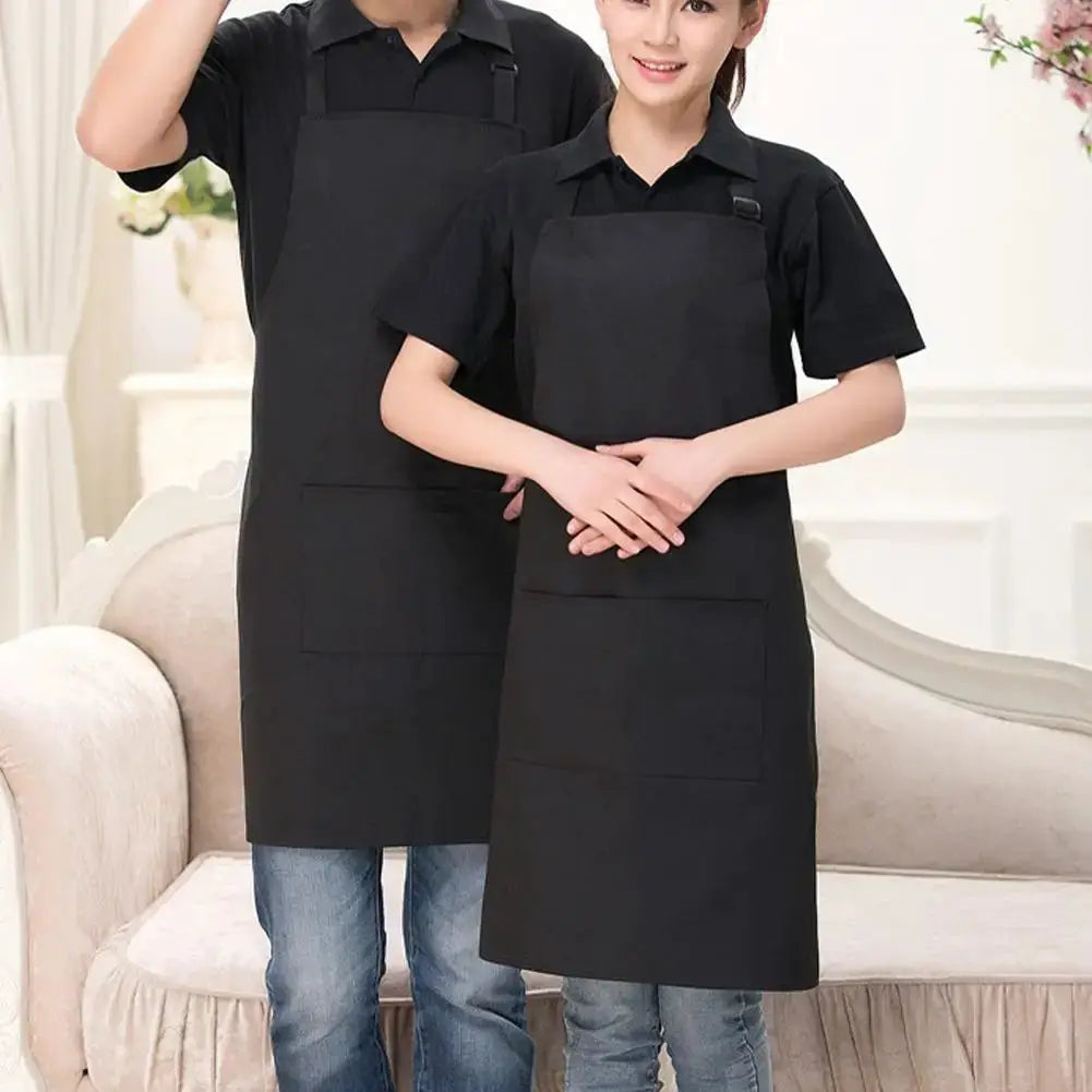 Halterneck Kitchen Apron With Pockets For Men And Women Sleeveless Chef Catering Waiter Printing BBQ