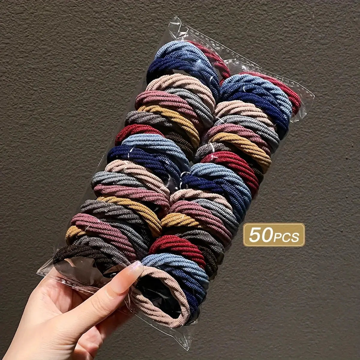 50 Mixed Color Girl Hair Ties Nylon Breathable Geometric Pattern Durable Secure Hold Hair Accessories For Everyday Wear