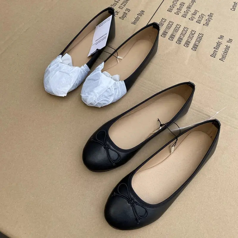 SpringElegance Bowknot Ballet Flats Womens Slip On Comfort All Day Everyday Wear Classic Round Toe