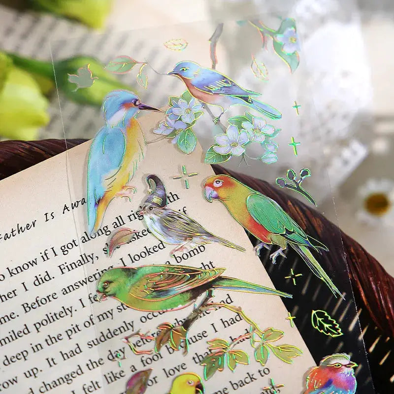 Three Piece Kawaii Feather Dragonfly Bird Jellyfish Decorative Sticker Pack for Scrapbooking Journals and Planners