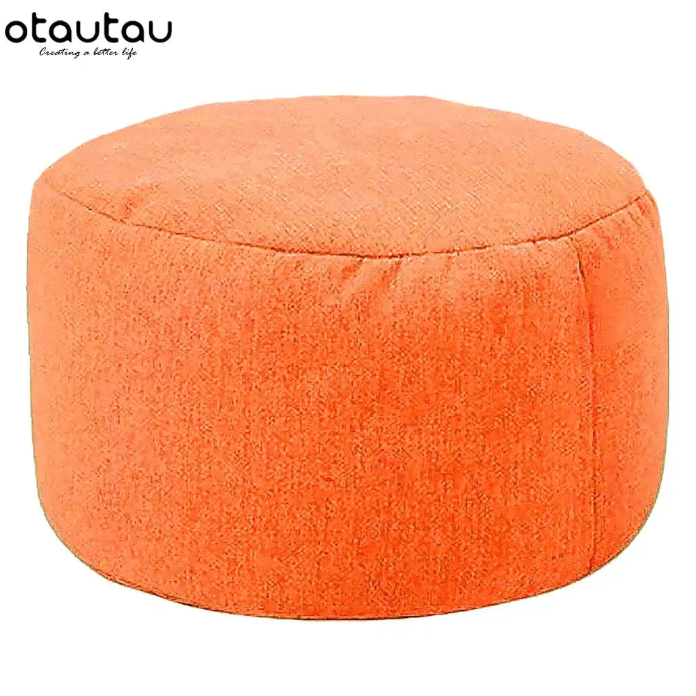 OTAUTAU round linen bean bag pouf ottoman in orange by Simples Market