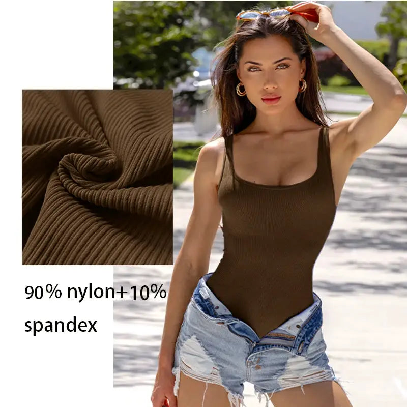 Guudia Ribbed Tummy Jumpsuit Daily Shaper Bodysuit With Light Control Open Crotch Wire Free Shapewear
