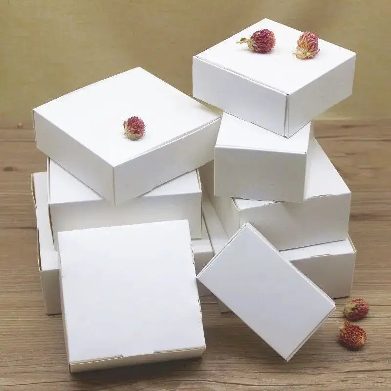 10 Piece Kraft Gift Paper Boxes Set Multiple Sizes White Or Natural Kraft Finish 250 To 300 GSM Cardboard