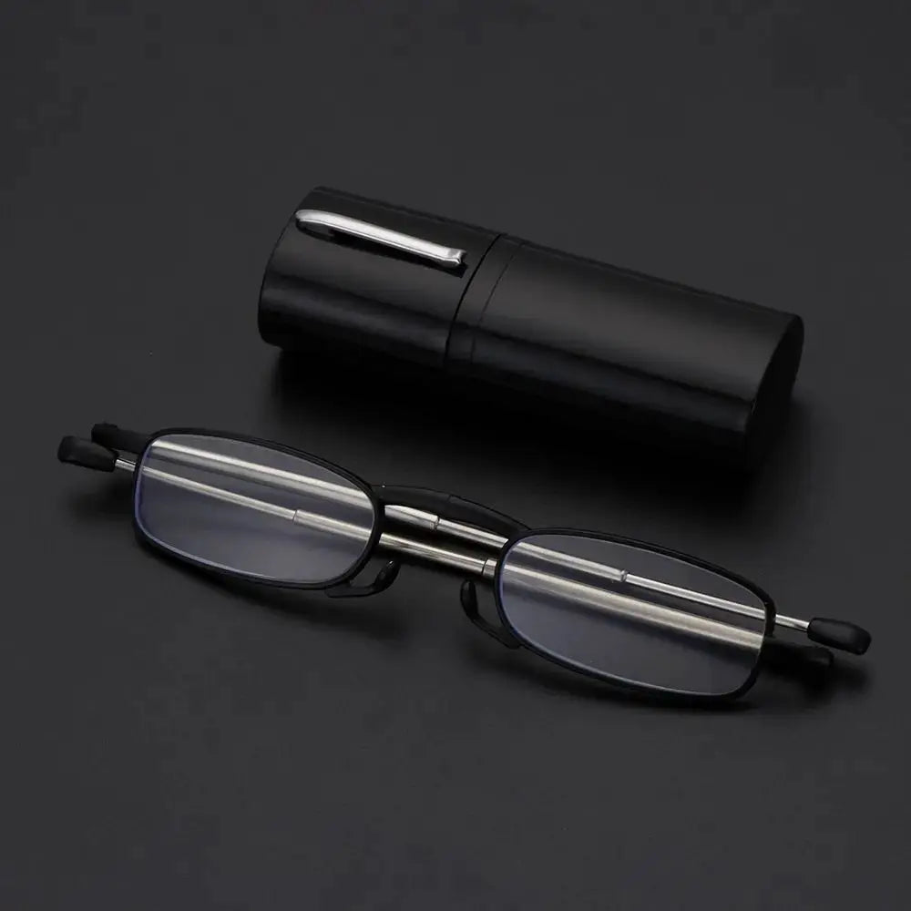 Elegant Reading Glasses Metal Frame Ultra Thin Design Lightweight Portable Mini Eyewear For Men And Women With Case