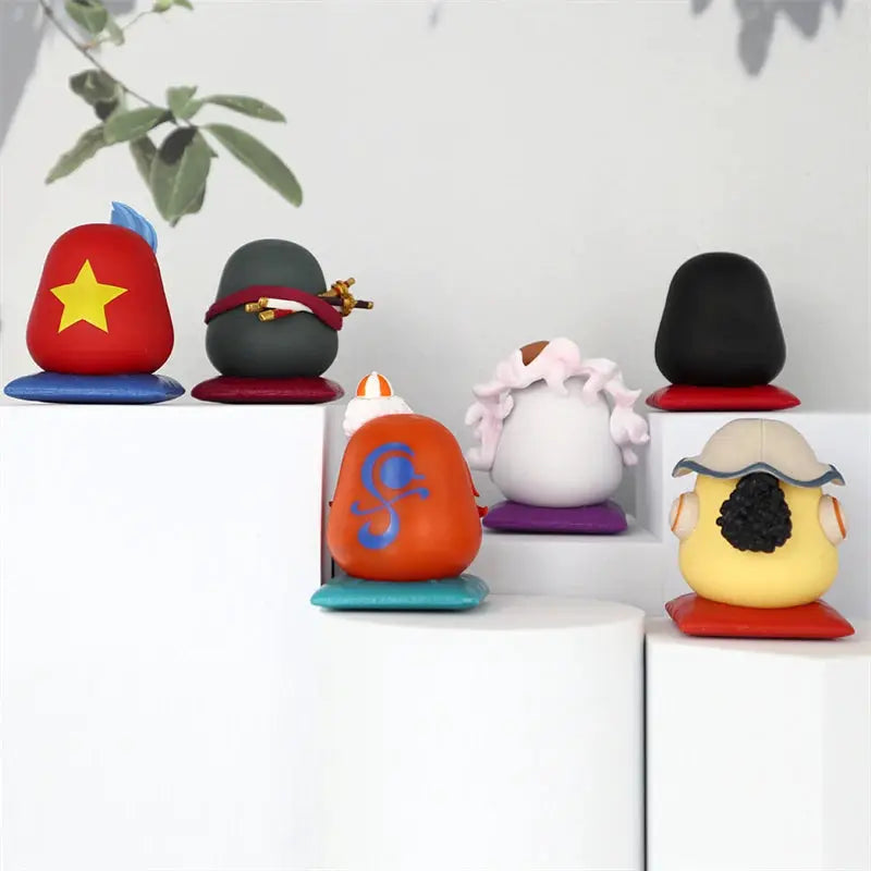 One Piece Q Version 6cm PVC Figurines Nika Luffy Zoro Sanji Nami Set Mini Statue Model Toy Car Ornament
