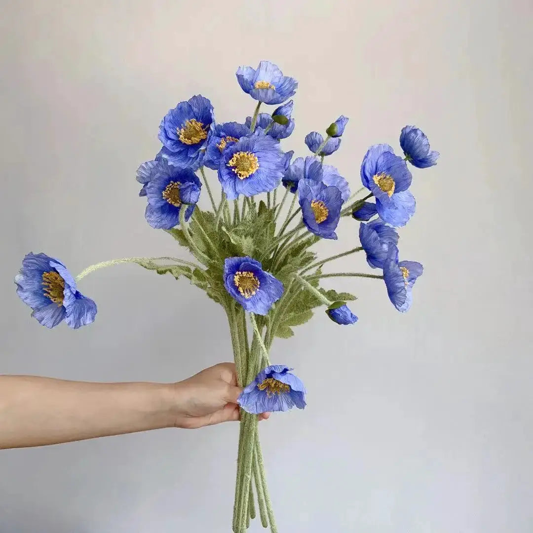 Artificial Silk Poppy Flowers Long Stem for Wedding Centerpieces and Bridal Bouquet Alternative Home Decor