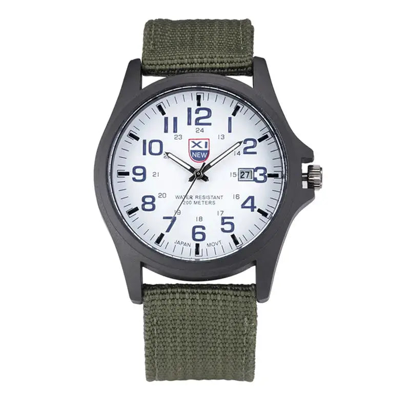 XINEW Mens Nylon Band Quartz Sports Watch With Date Display Casual Everyday Timepiece