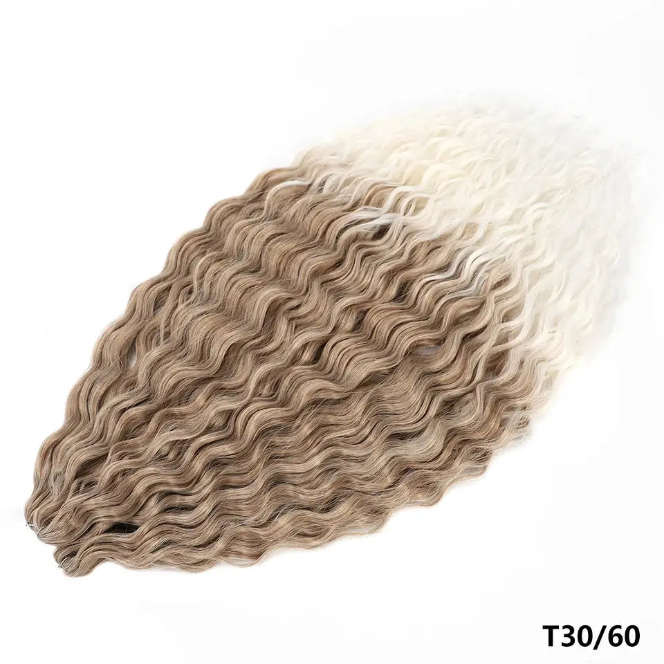 Ariel Curls crochet hair extensions in synthetic water-wave pattern, ombre blonde (T30/60)