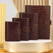 Yiwi genuine leather pocket planners set of four in brown crocodile-embossed leather with strap closures