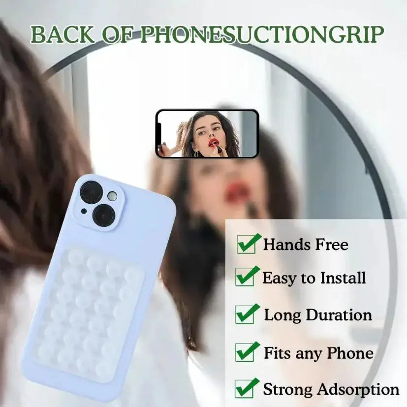 GripTech Silicone Suction Phone Holder Mat Multifunctional Wall Stand With 24 Square Suction Cups For Secure Mounting