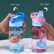 480ml Kids Sippy Cup Cartoon Baby Feeding Cup With Straws Leakproof Water Bottle Outdoor Portable Duckbill Straw Cups