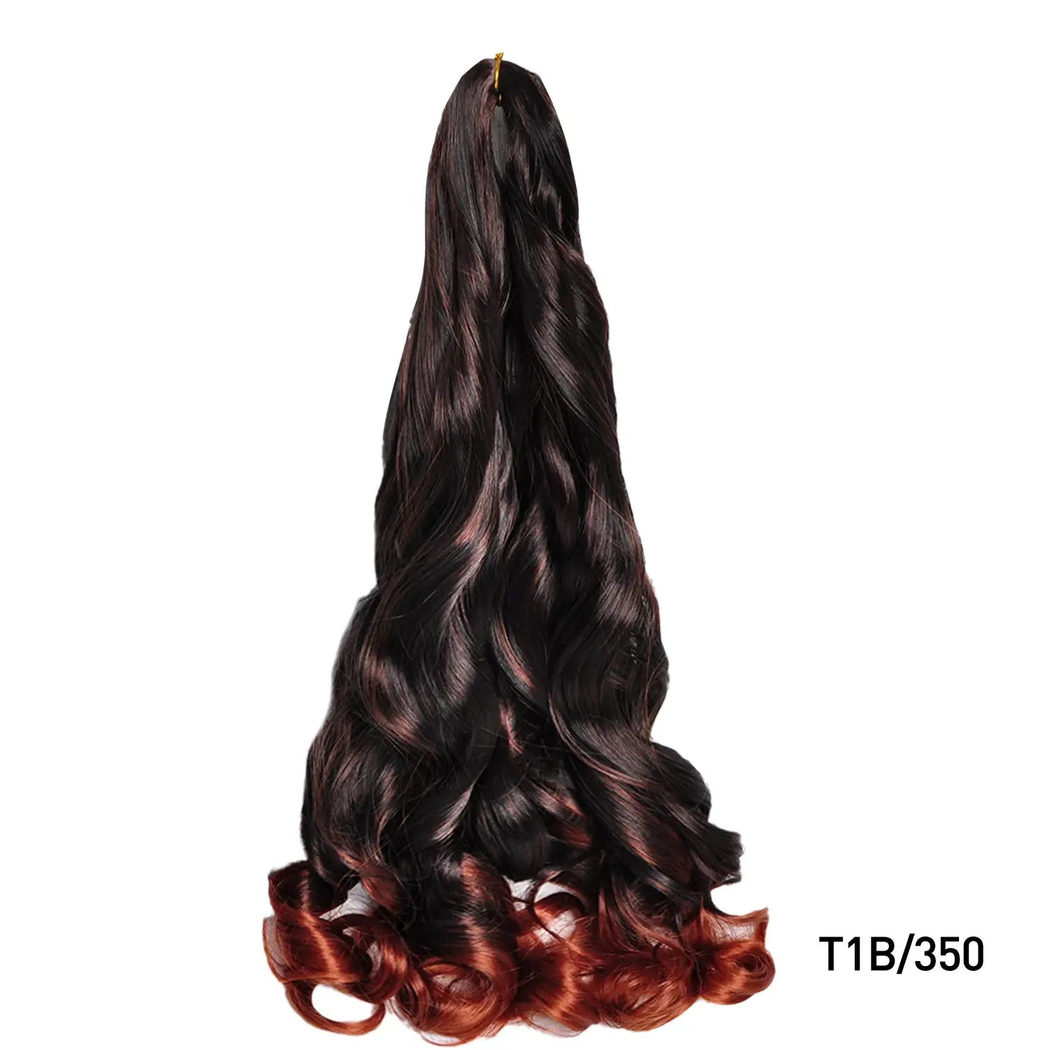Simples Market French Curls Braiding Hair, 24in synthetic spiral curls, pre-stretched, dark brown to burgundy ombre