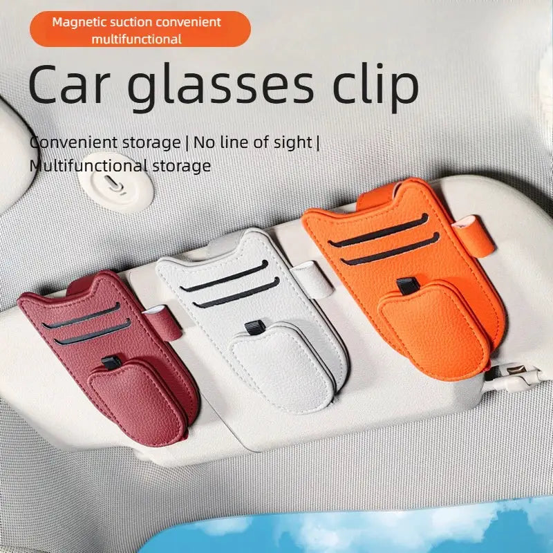 Magnetic Car Sunglasses Holder Sun Visor Clip Eyeglasses Hanger Portable Ticket Card Clip Auto Accessories
