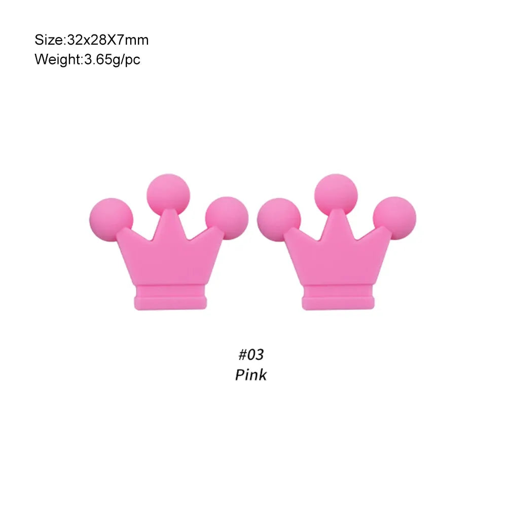 10Pcs Crown Bowknot Silicone Beads For Jewelry Making Diy Necklace Keychain Bracelet Craft Supplies