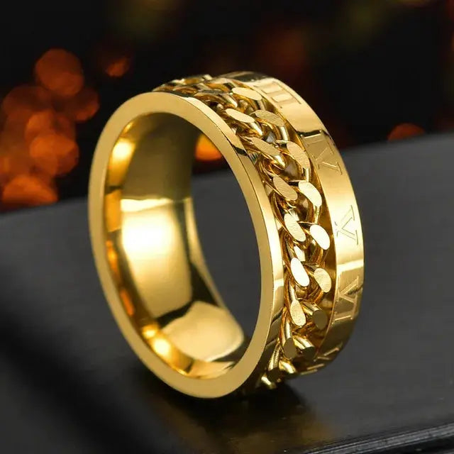 Stainless Steel Rotating Chain Ring for Men and Women High Quality Spinner Punk Jewelry for Parties Gift