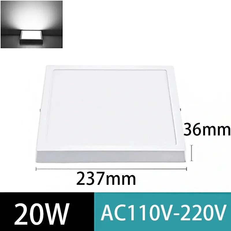 Simples Market LED ceiling lamp panel, ultra-thin 20W, AC110-265V, white square 237x36mm