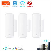 Tuya Zigbee white door sensor set 4pcs by Simples Market open/closed detectors; works with Alexa and Google Assistant