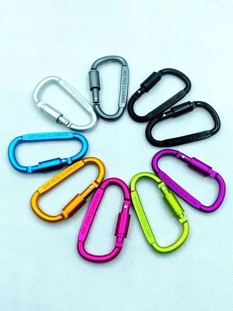 Simples Market aluminum carabiner keychain set, locking D-shaped clips in multiple colors for outdoor use