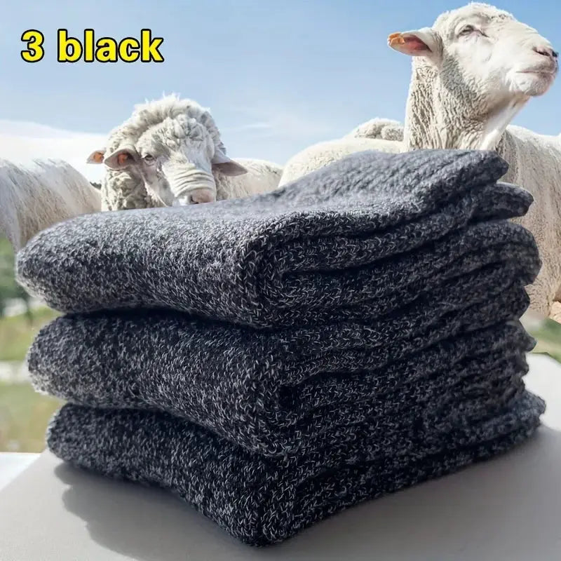 Men's Thick Mid Calf Warm Socks For Snow Boots Elastic Fit Thermal Insulated Knit Polyester Elastane Blend Solid Color