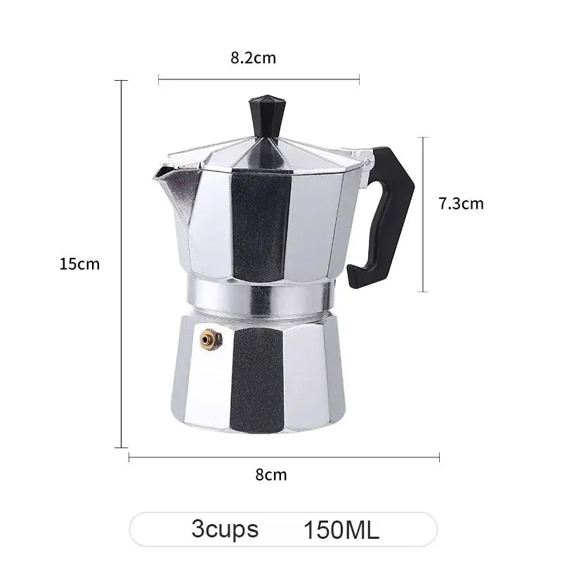 Velare Aluminum Moka Pot Octagonal Italian Espresso Coffee Maker For Home Office Travel Camping